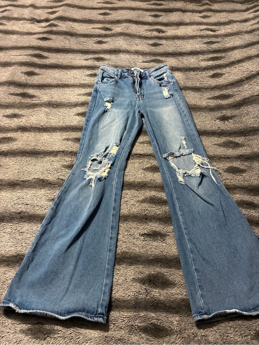 Almost Famous Distressed Light Blue Flared Jeans